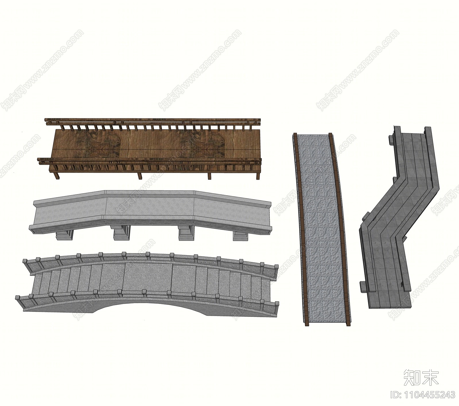 中式景观桥SU模型下载【ID:1104455243】