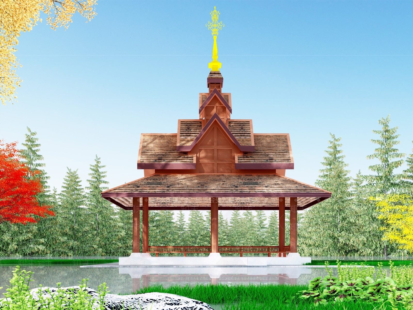 中式亭子3D模型下载【ID:1104456924】