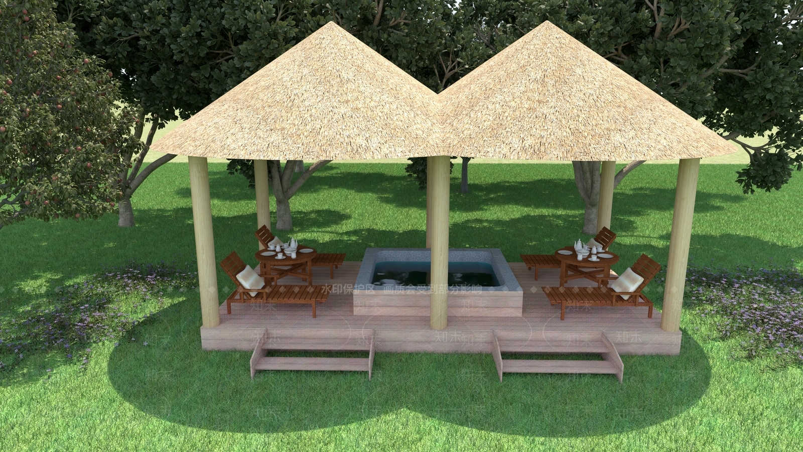 古典茅草亭子SU模型下载【ID:1104458045】