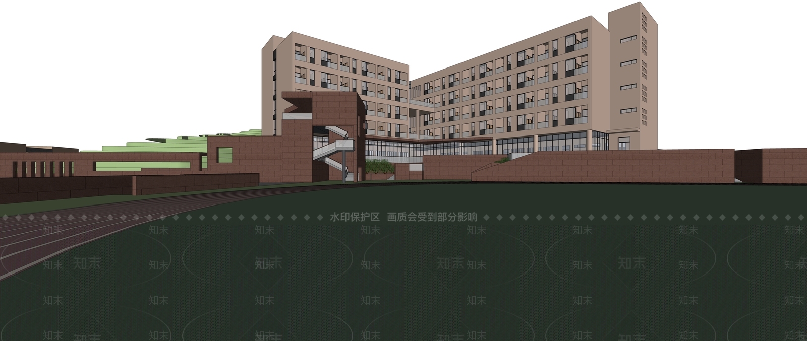 学校建筑SU模型精品下载_SketchUp模型_知末网