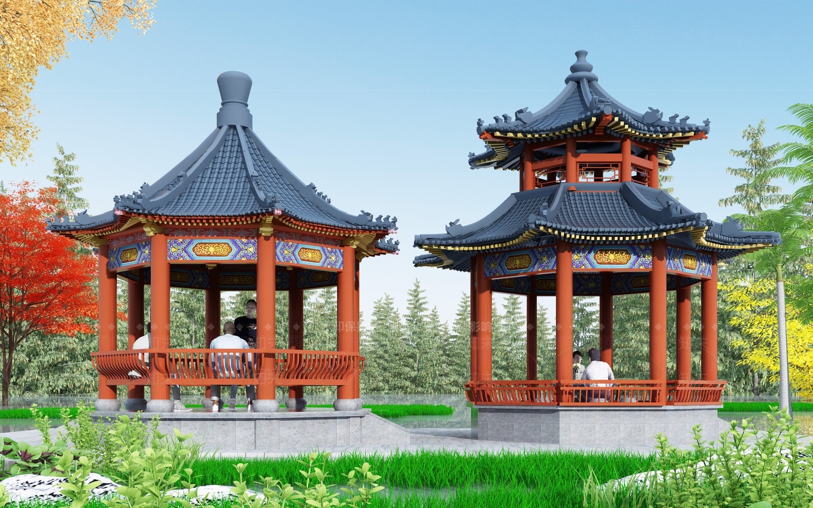 中式亭子3D模型下载【ID:1104460293】
