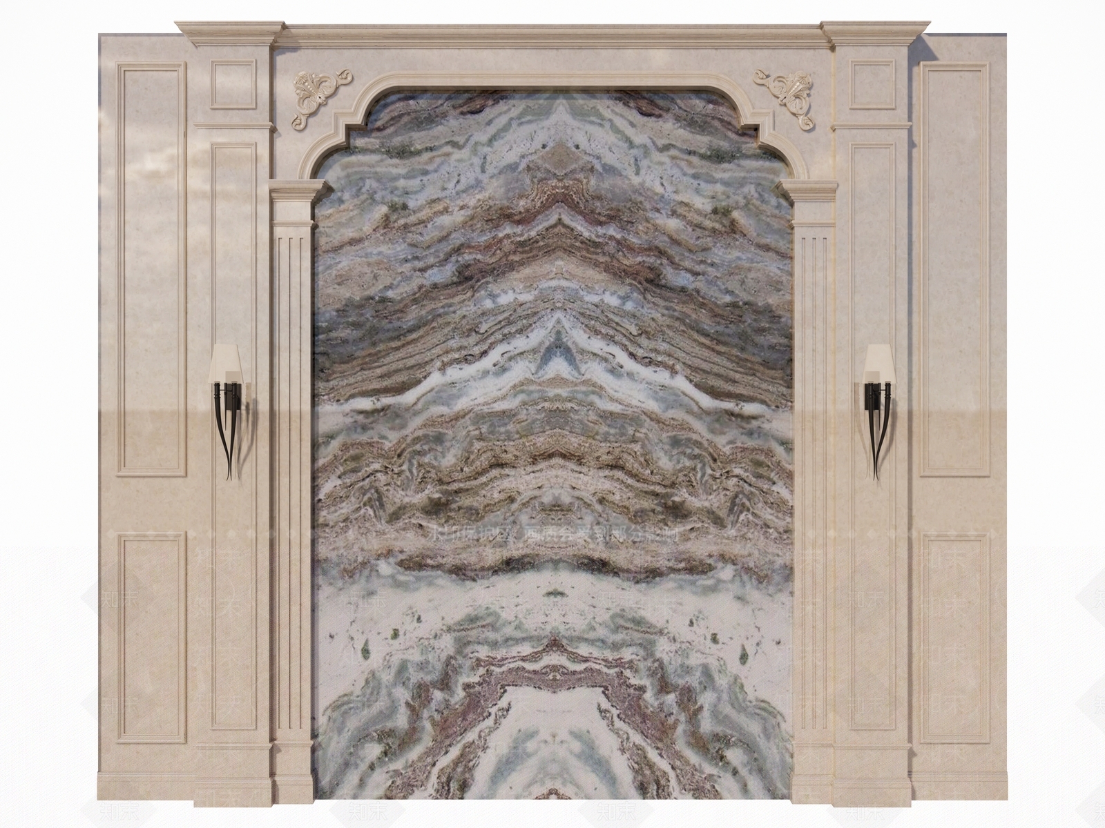 欧式电视墙SU模型下载【ID:1104476434】