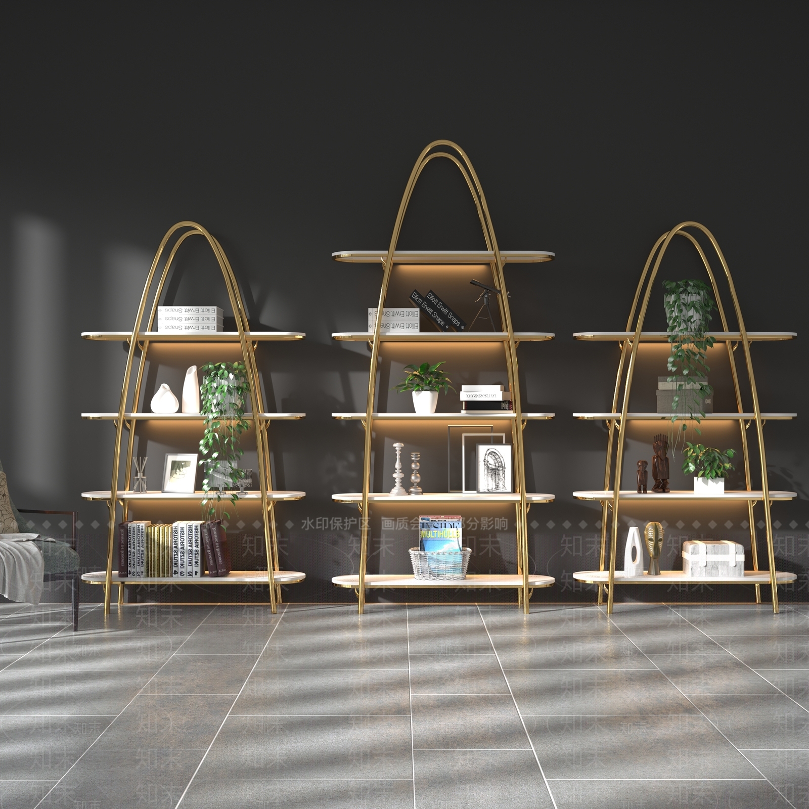 现代铁艺装饰架3D模型下载【ID:1104479789】