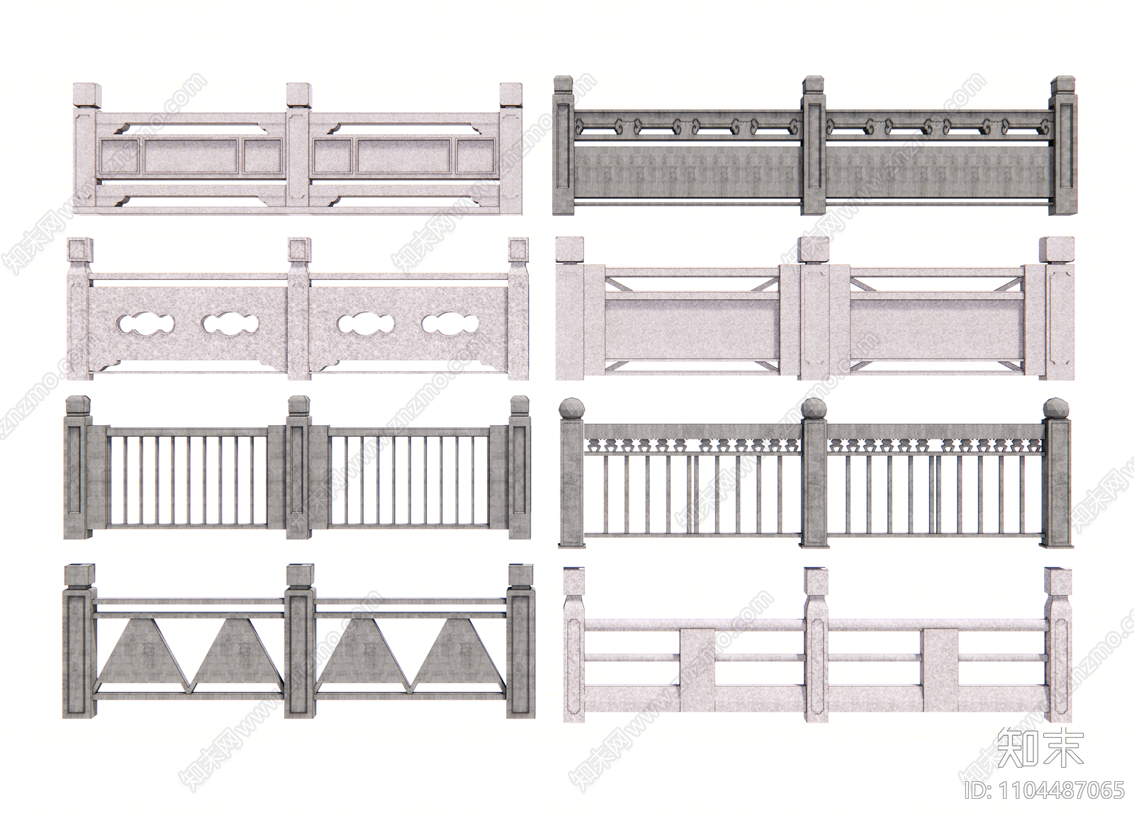 中式大理石栏杆SU模型下载【ID:1104487065】