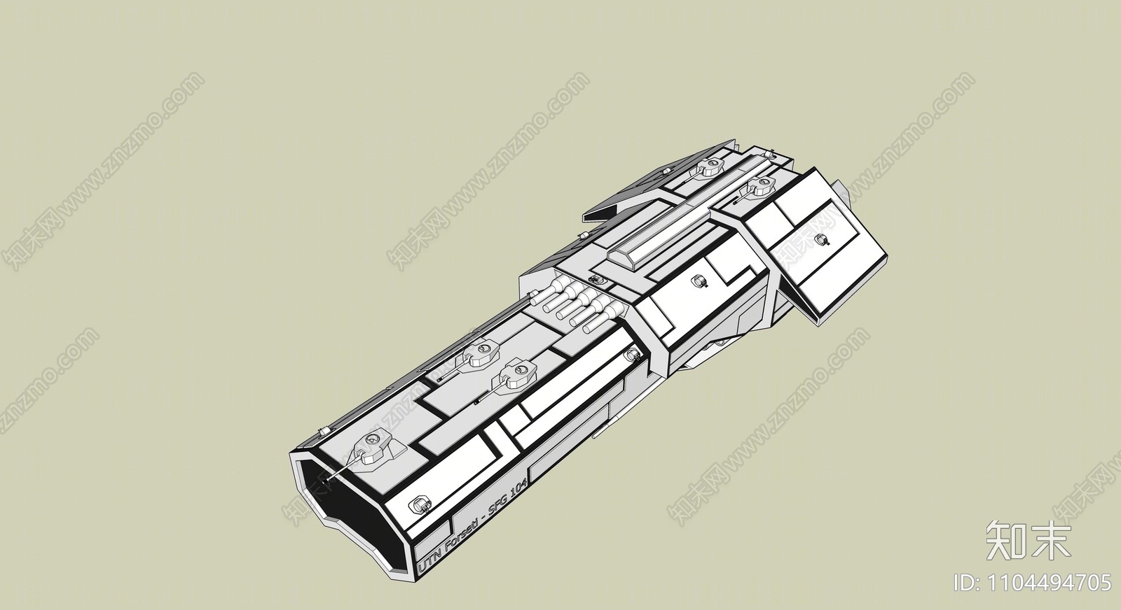 现代太空战舰SU模型下载【ID:1104494705】