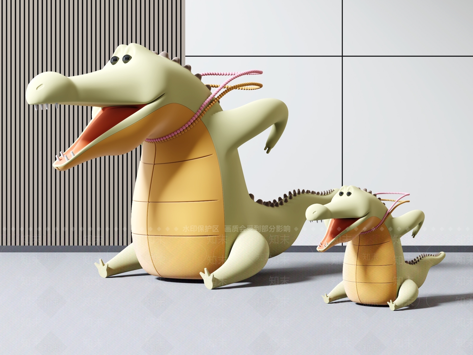 现代小鳄鱼雕塑3D模型下载【ID:1104507378】
