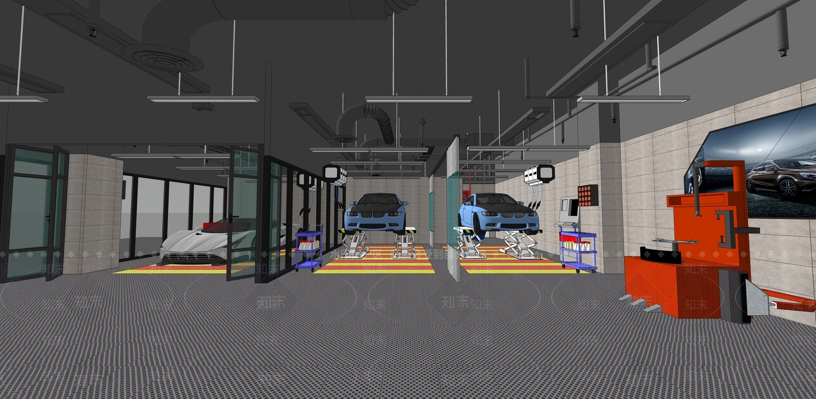 工业汽车修理店SU模型下载【ID:1104508261】