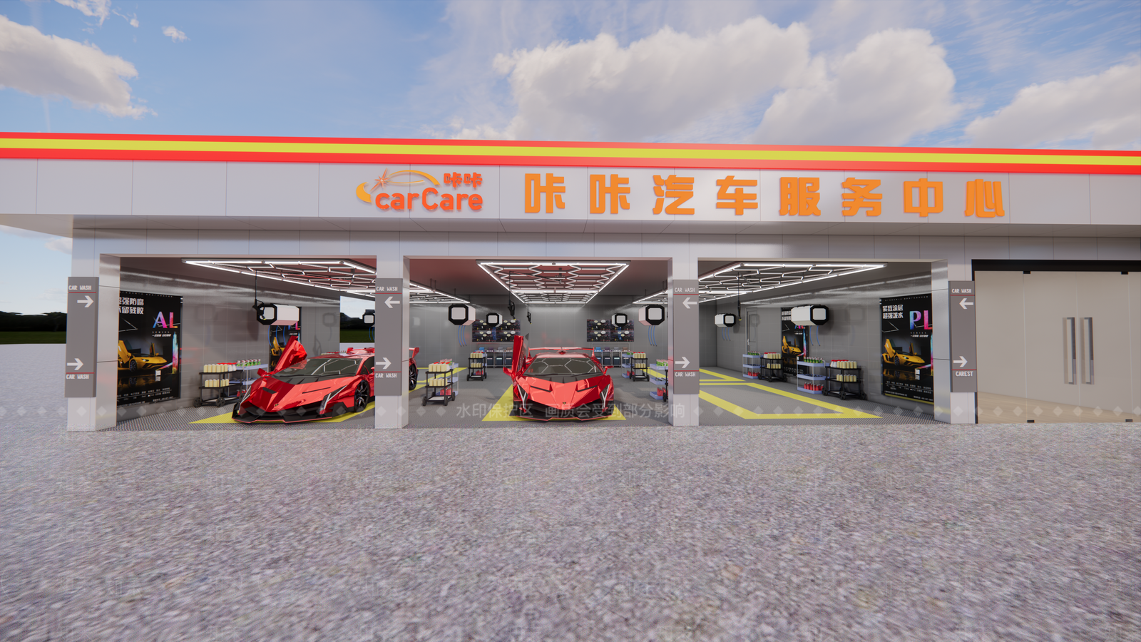 现代汽车修理店SU模型下载【ID:1104508368】