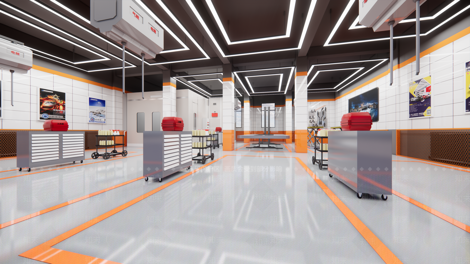 现代汽车维修店SU模型下载【ID:1104508500】