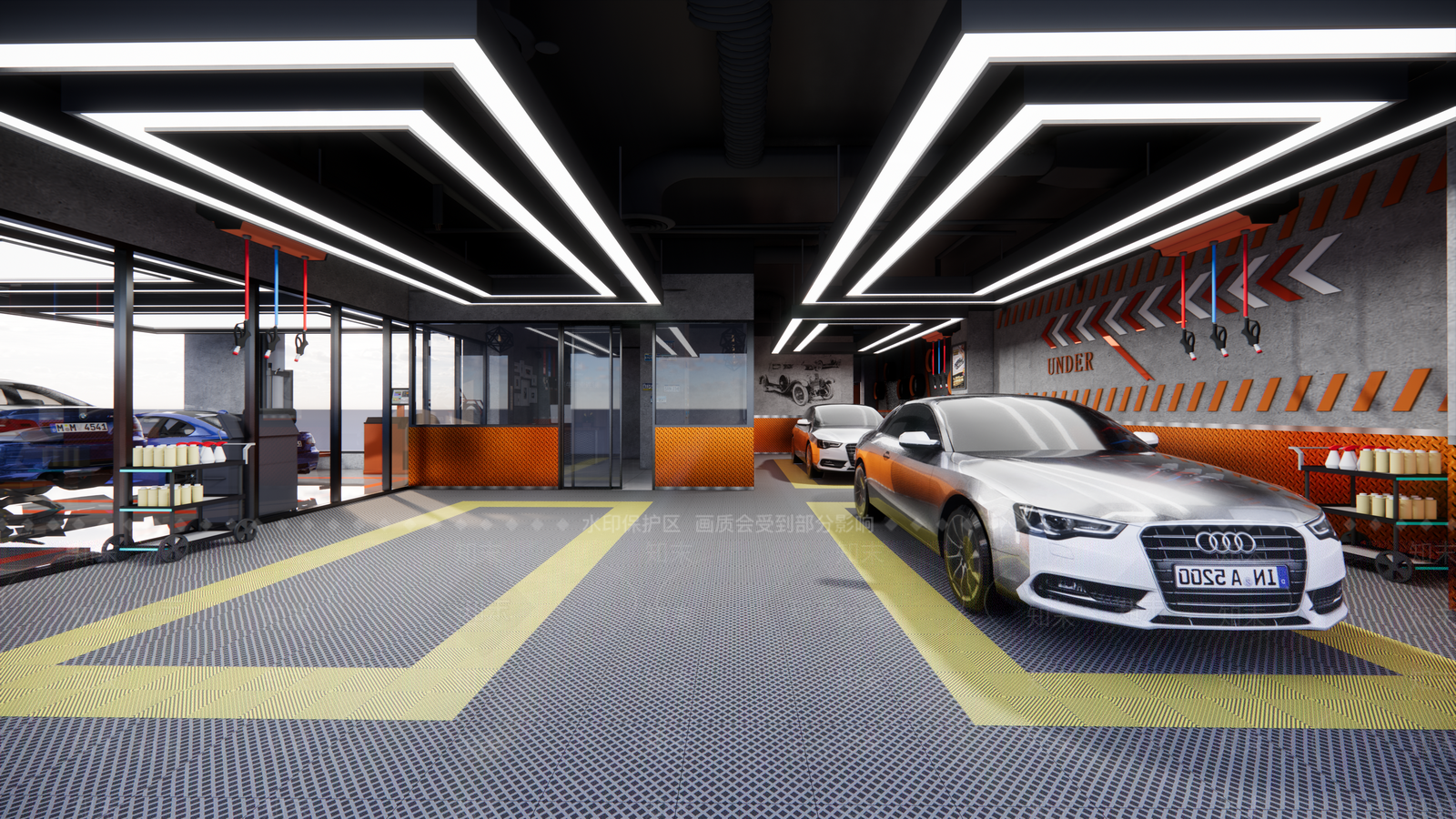 工业风汽车修理店SU模型下载【ID:1104509985】