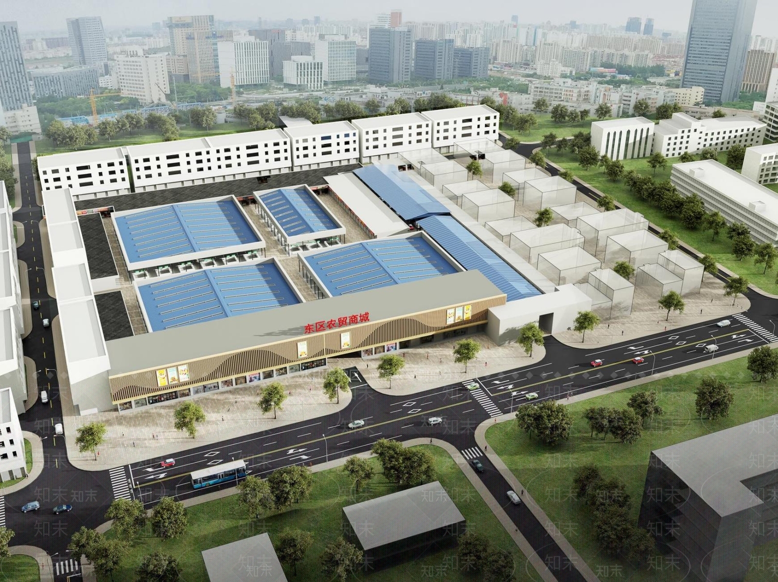 现代市场鸟瞰规划3D模型下载【ID:1104513244】