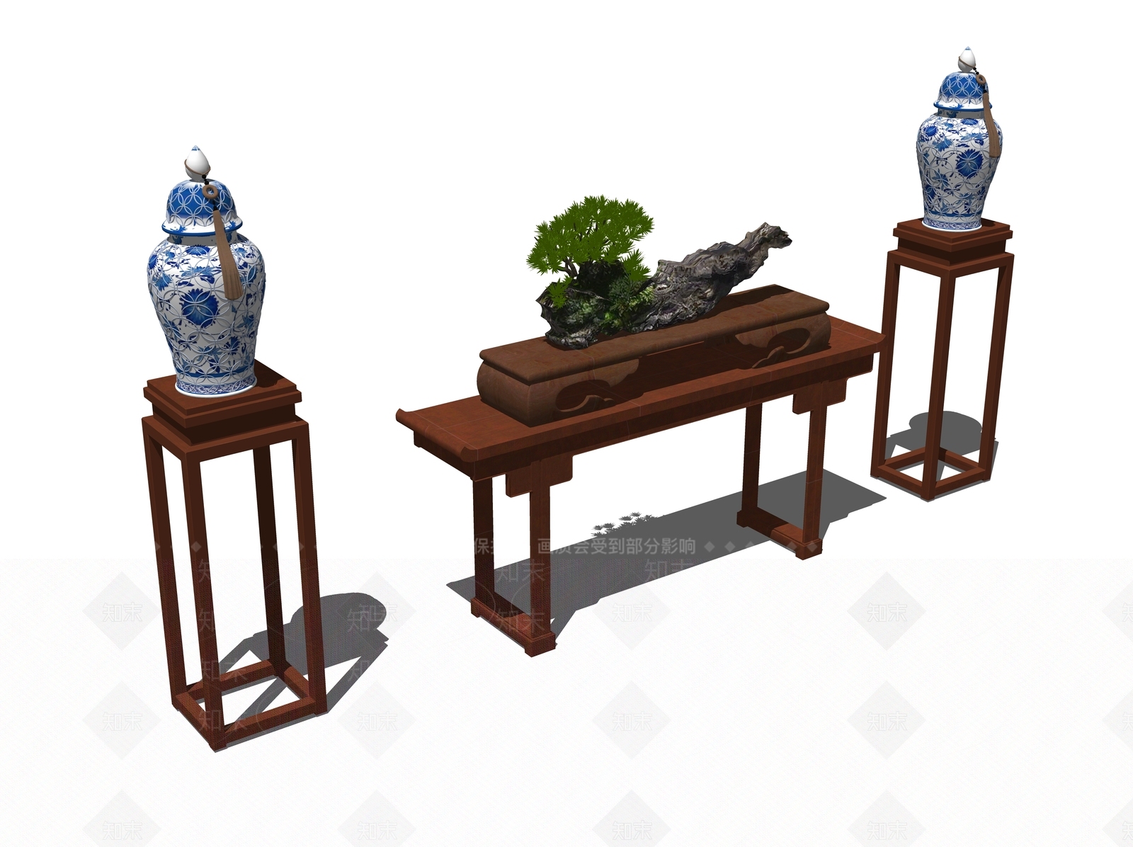 中式装饰柜SU模型下载【ID:1104601382】
