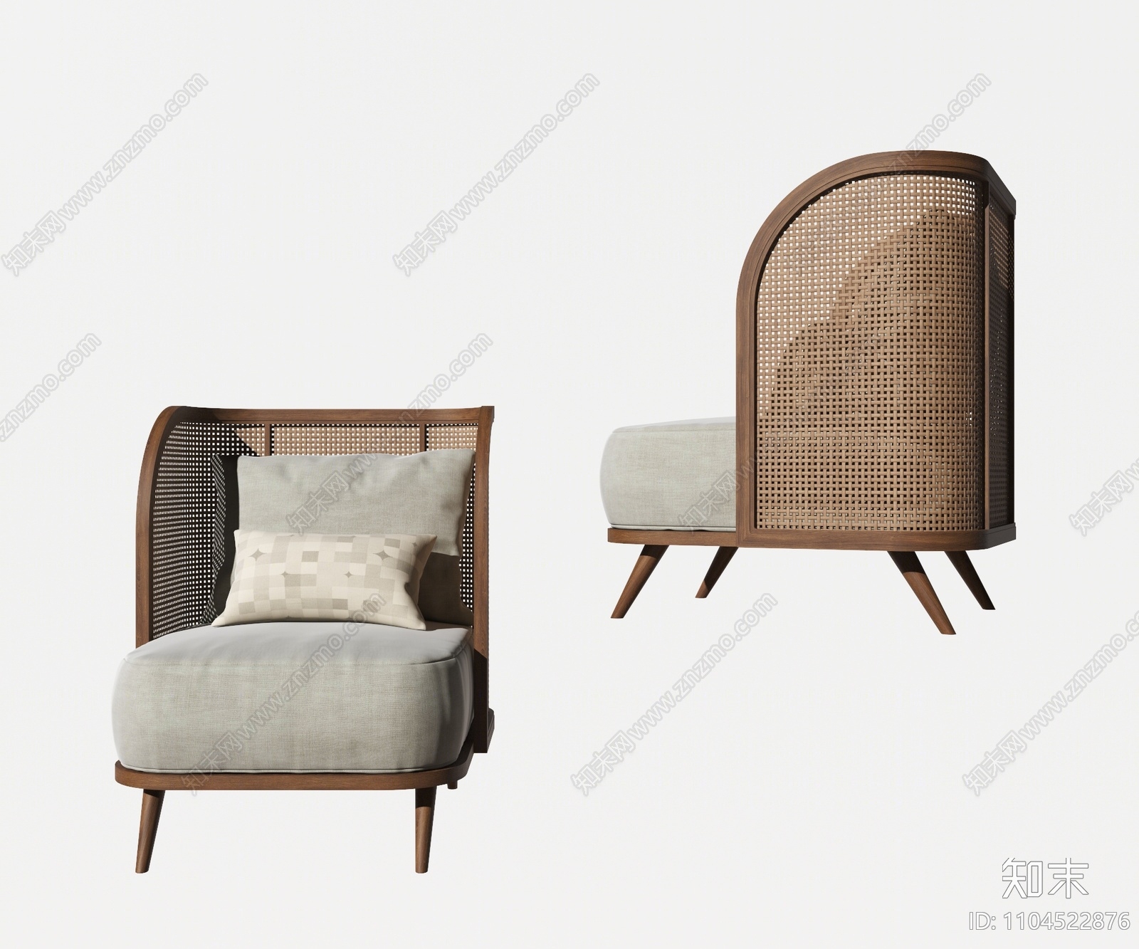 新中式单人沙发3D模型下载【ID:1104522876】
