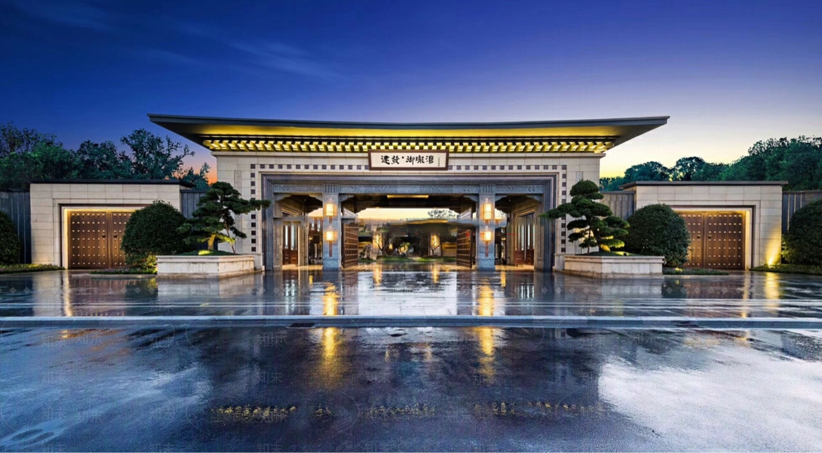 新中式售楼处建筑SU模型下载【ID:1104528194】