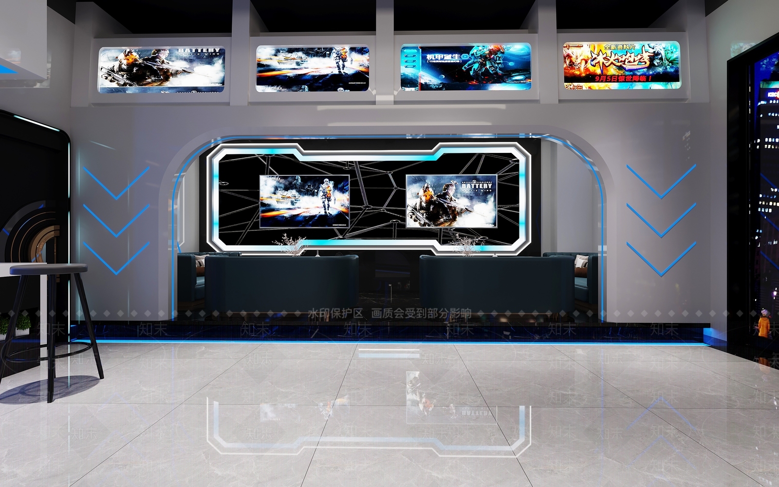 现代电竞奶茶店3D模型下载【ID:1104530063】