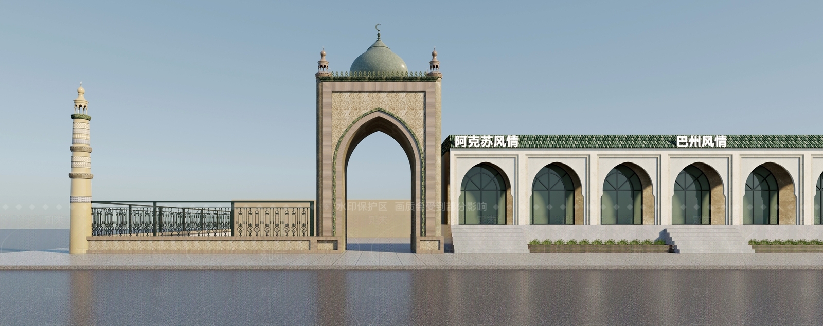 新疆阿克苏风情街3D模型下载【ID:1104529943】