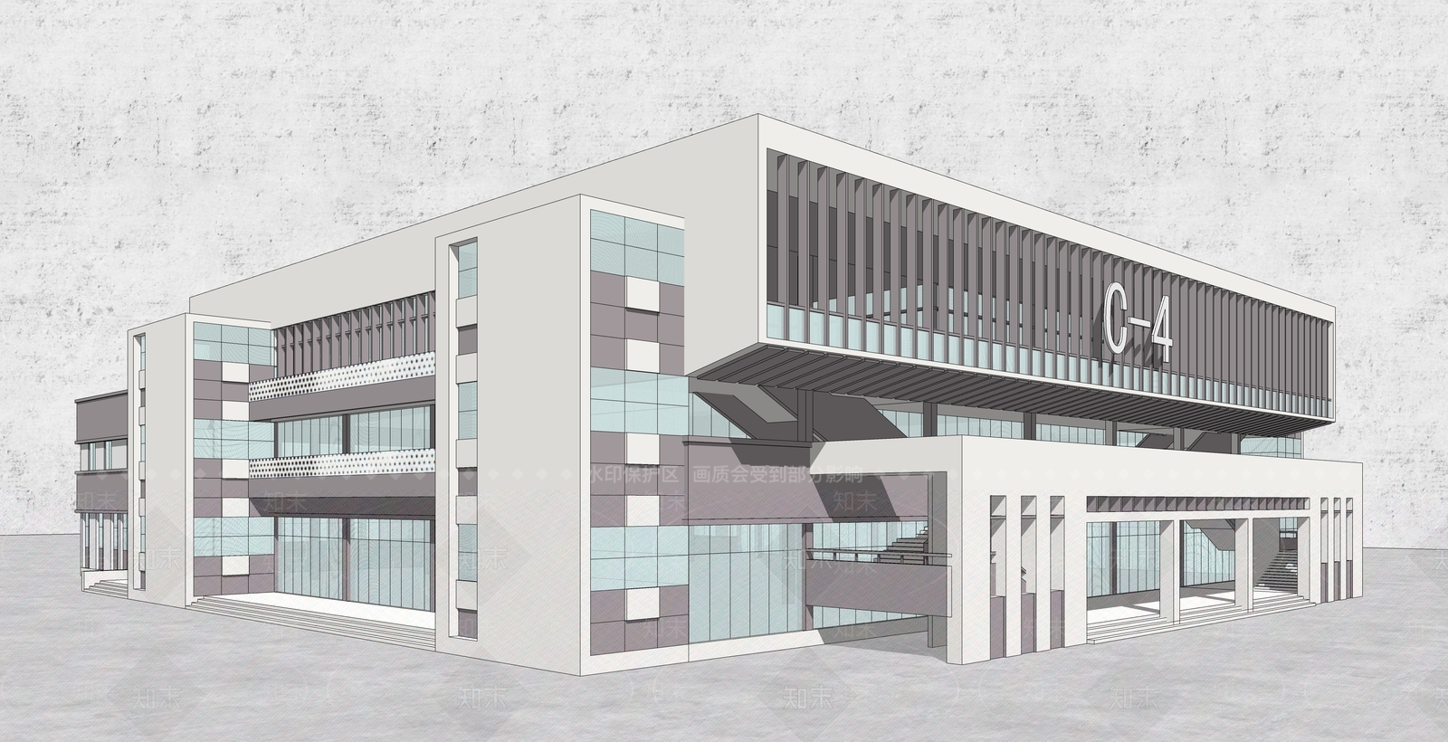 现代体育建筑SU模型下载【ID:1104531476】