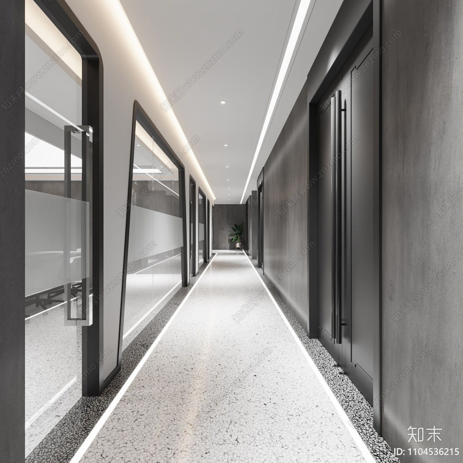 现代办公室过道3D模型下载【ID:1104536215】_知末3d模型网