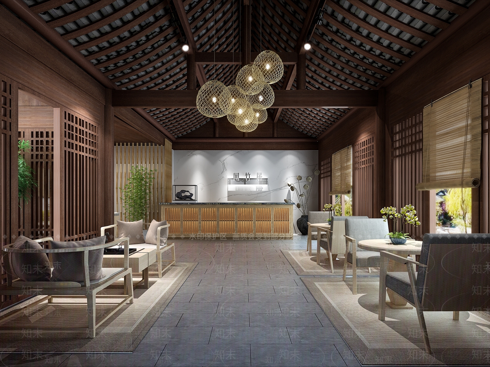 新中式茶馆3D模型下载【ID:1104551620】