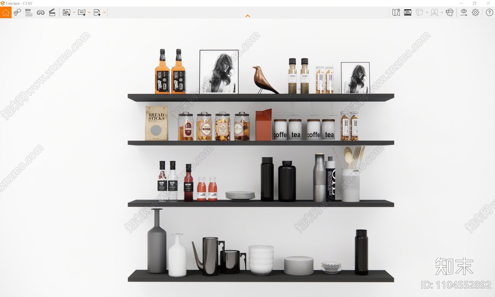 现代厨房用品组合SU模型下载【ID:1104552892】
