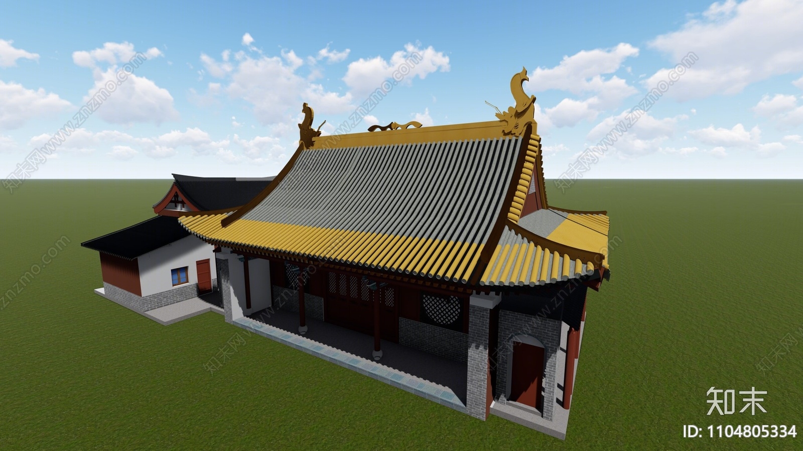 中式寺庙建筑SU模型下载【ID:1104805334】