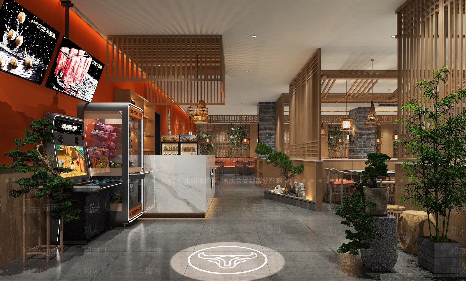 新中式火锅店3D模型下载【ID:1104571485】