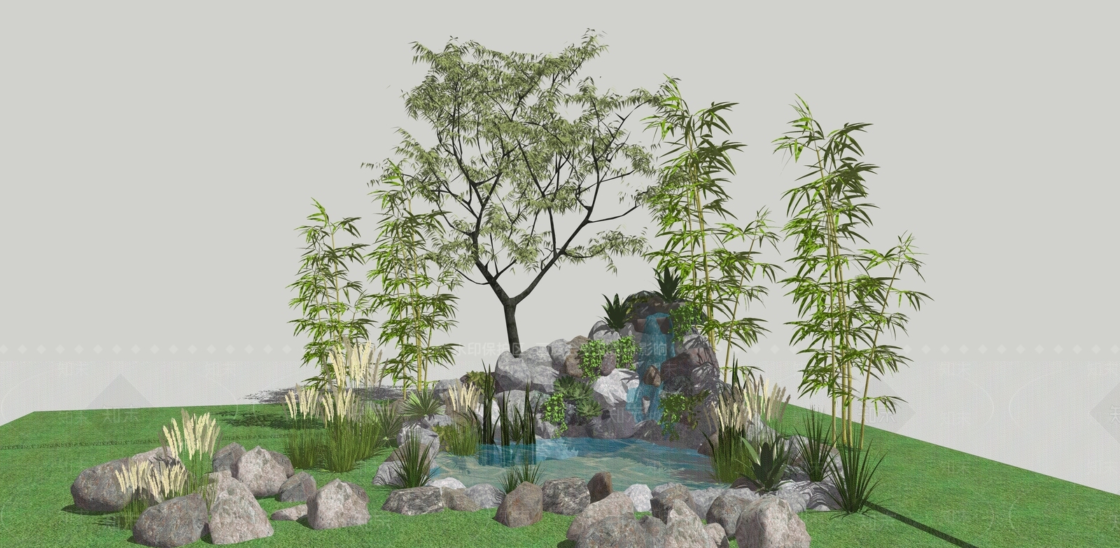 中式景观假山SU模型下载【ID:1104572808】