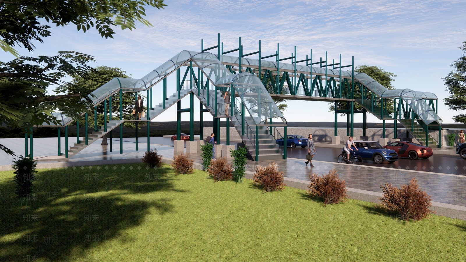 现代过街天桥SU模型下载【ID:1104574735】