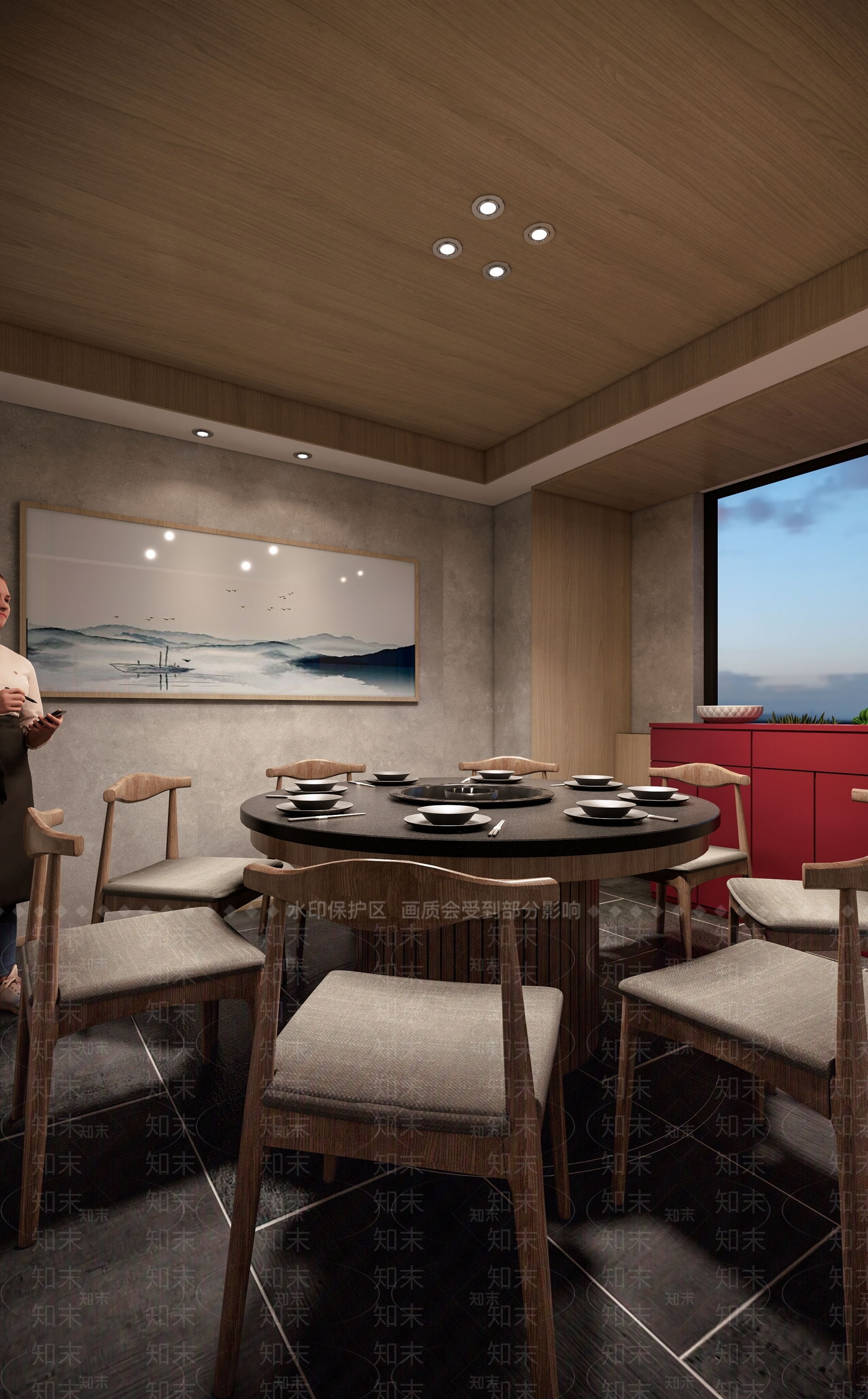 新中式火锅店包间SU模型下载【ID:1104630371】