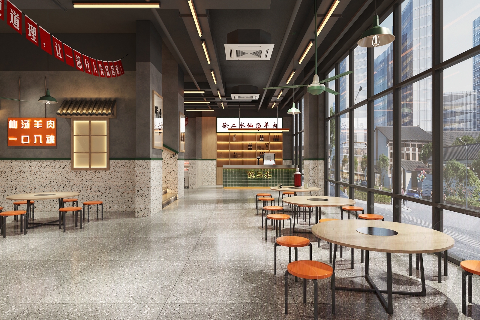 工业风复古烧烤店3D模型下载【ID:1104580596】