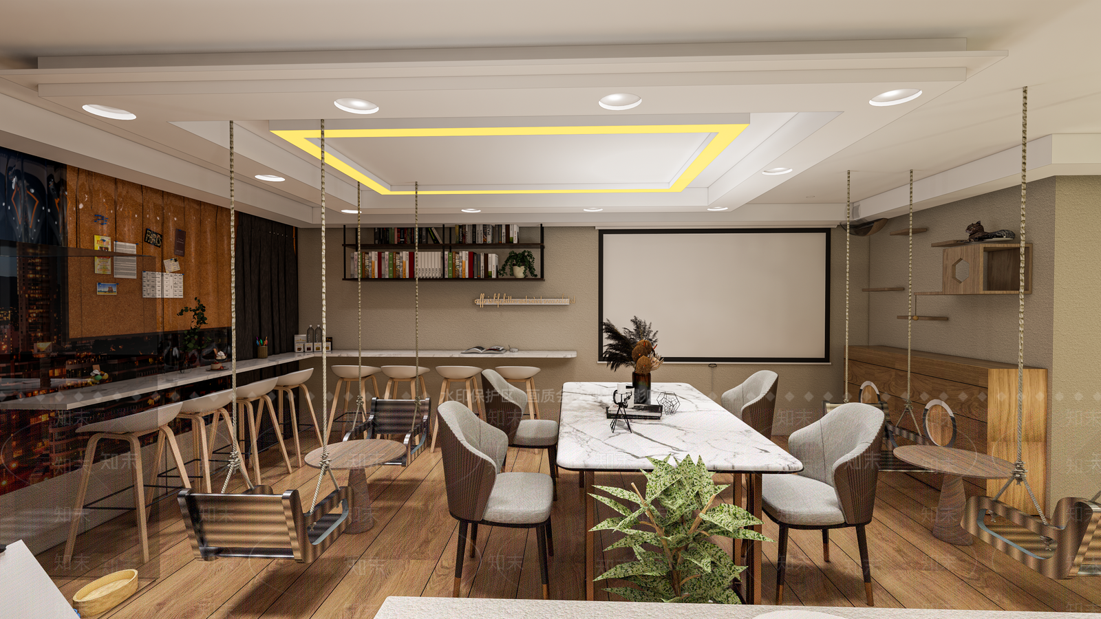 现代西餐厅SU模型下载【ID:1104789934】