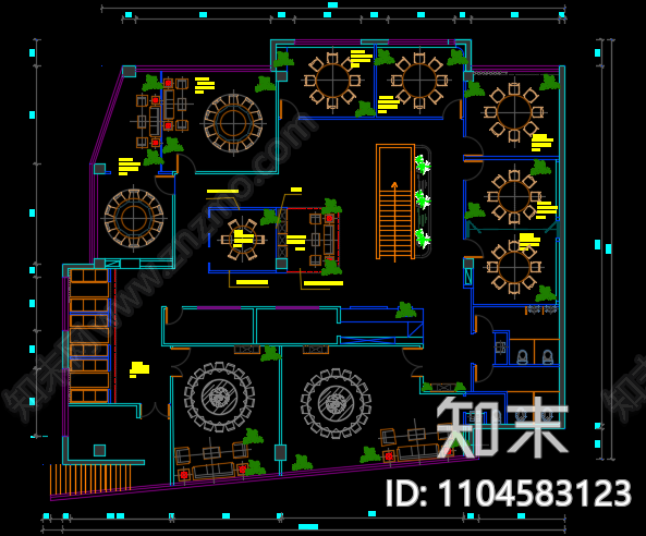 中餐厅cad施工图下载【ID:1104583123】