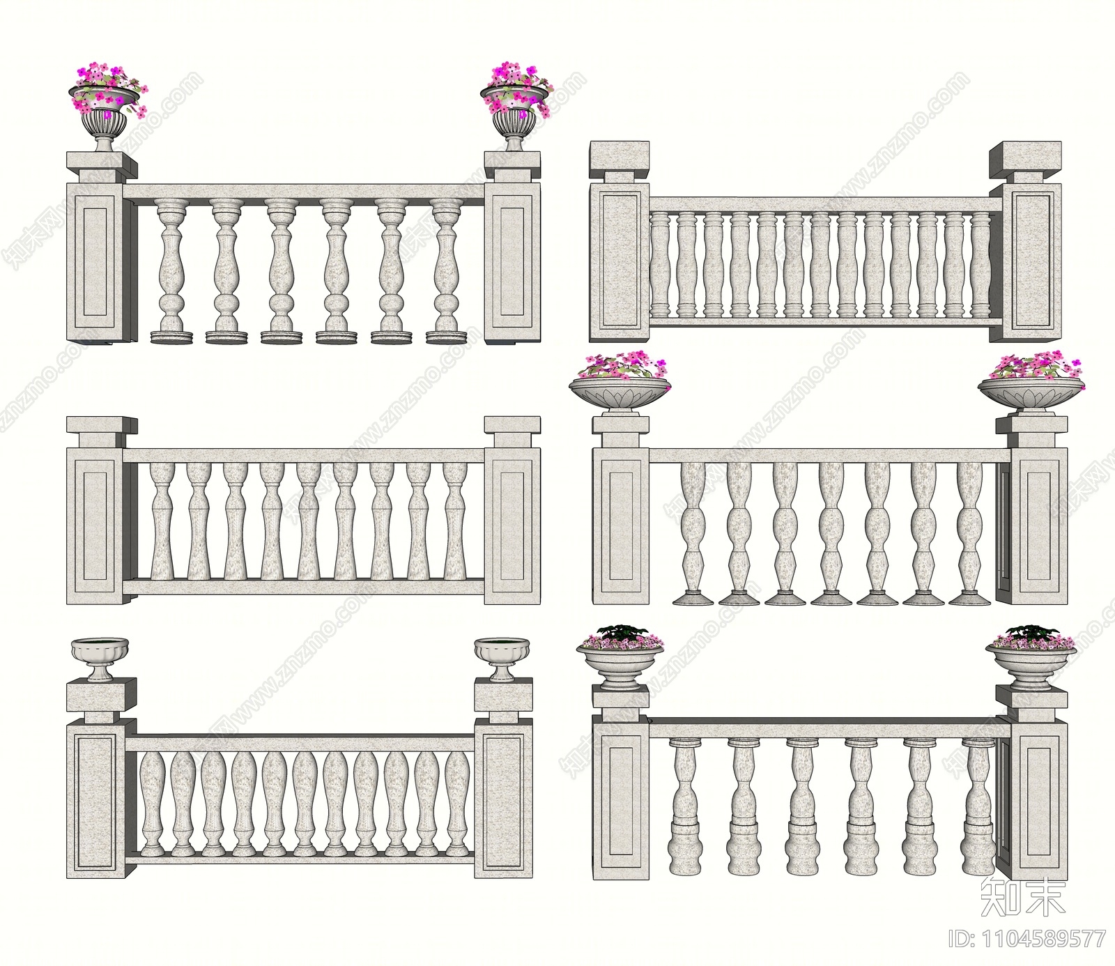 欧式大理石栏杆SU模型下载【ID:1104589577】