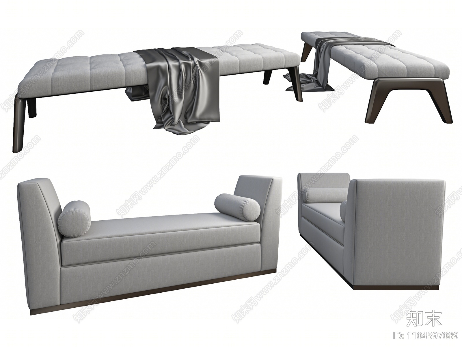 现代床尾凳3D模型下载【ID:1104597089】