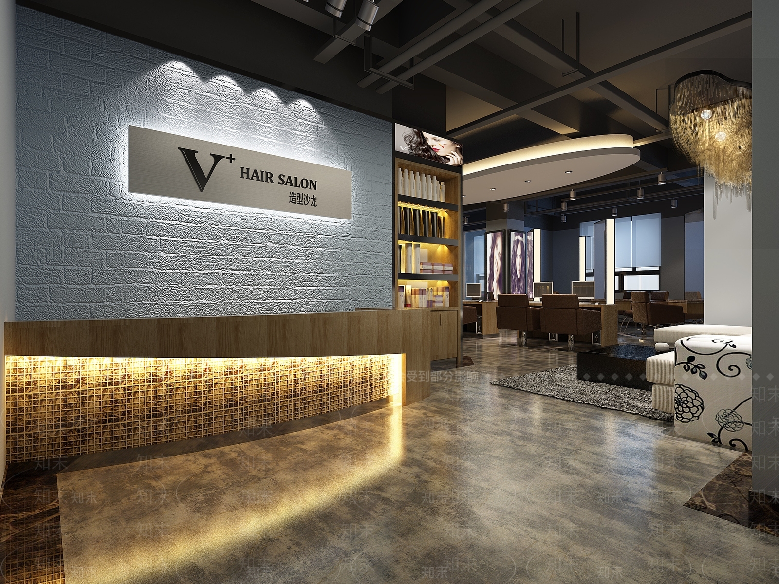 现代美发店3D模型下载【ID:1104601087】