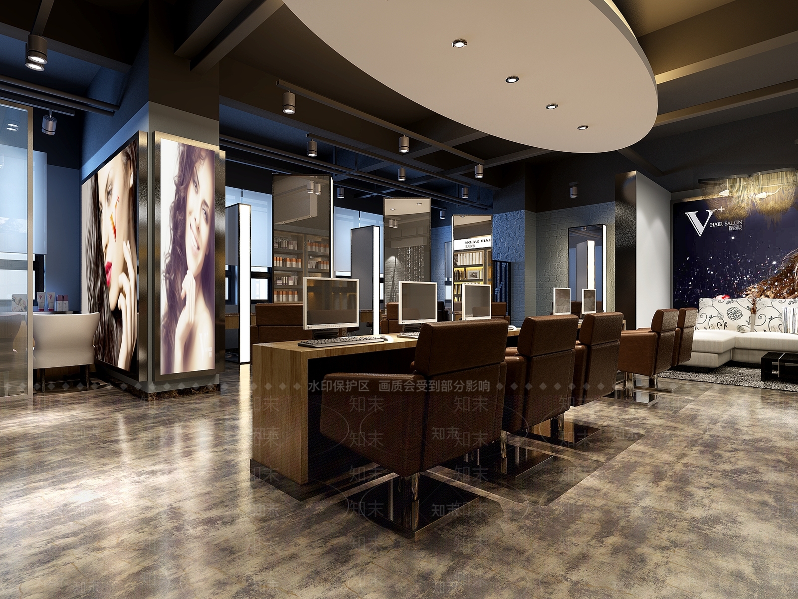 现代美发店3D模型下载【ID:1104601087】