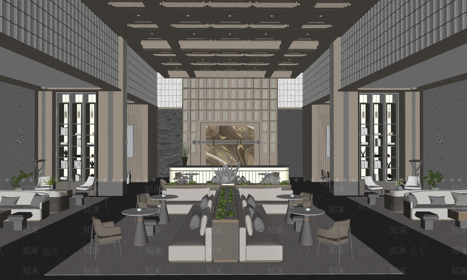 现代酒店餐厅SU模型下载【ID:1104605105】