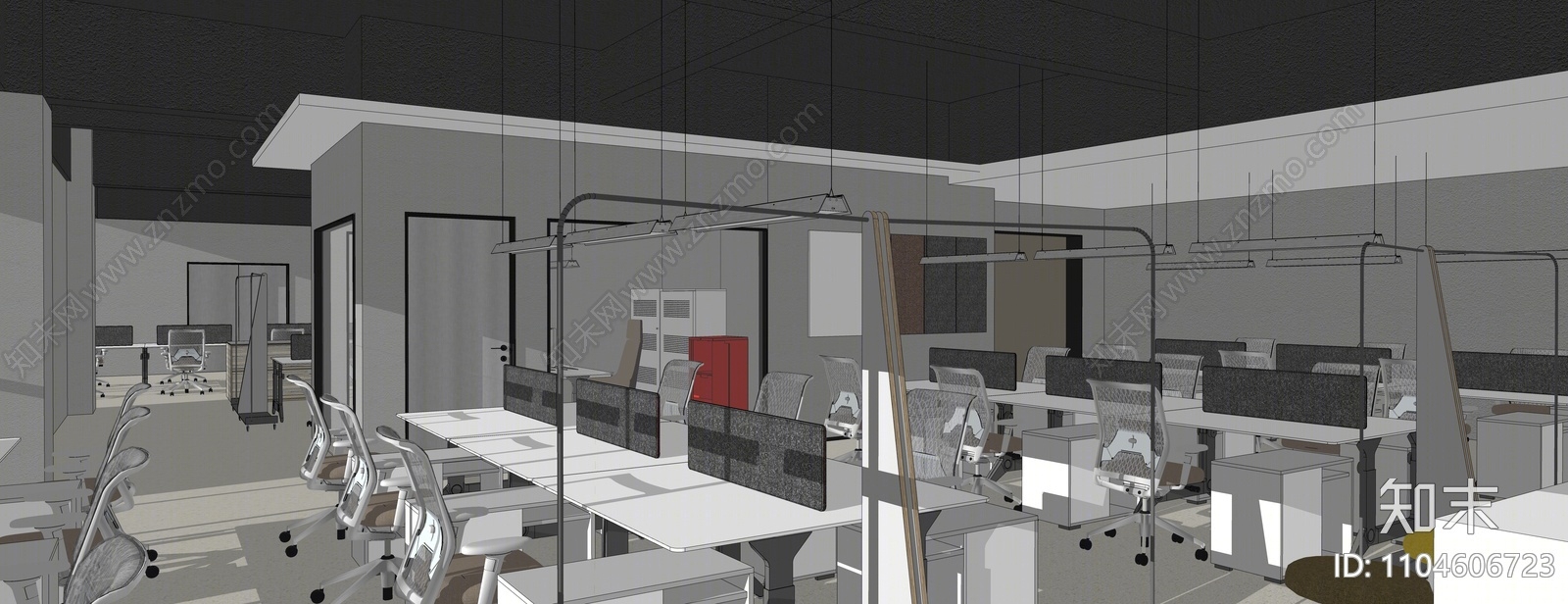 现代公共办公区SU模型下载【ID:1104606723】