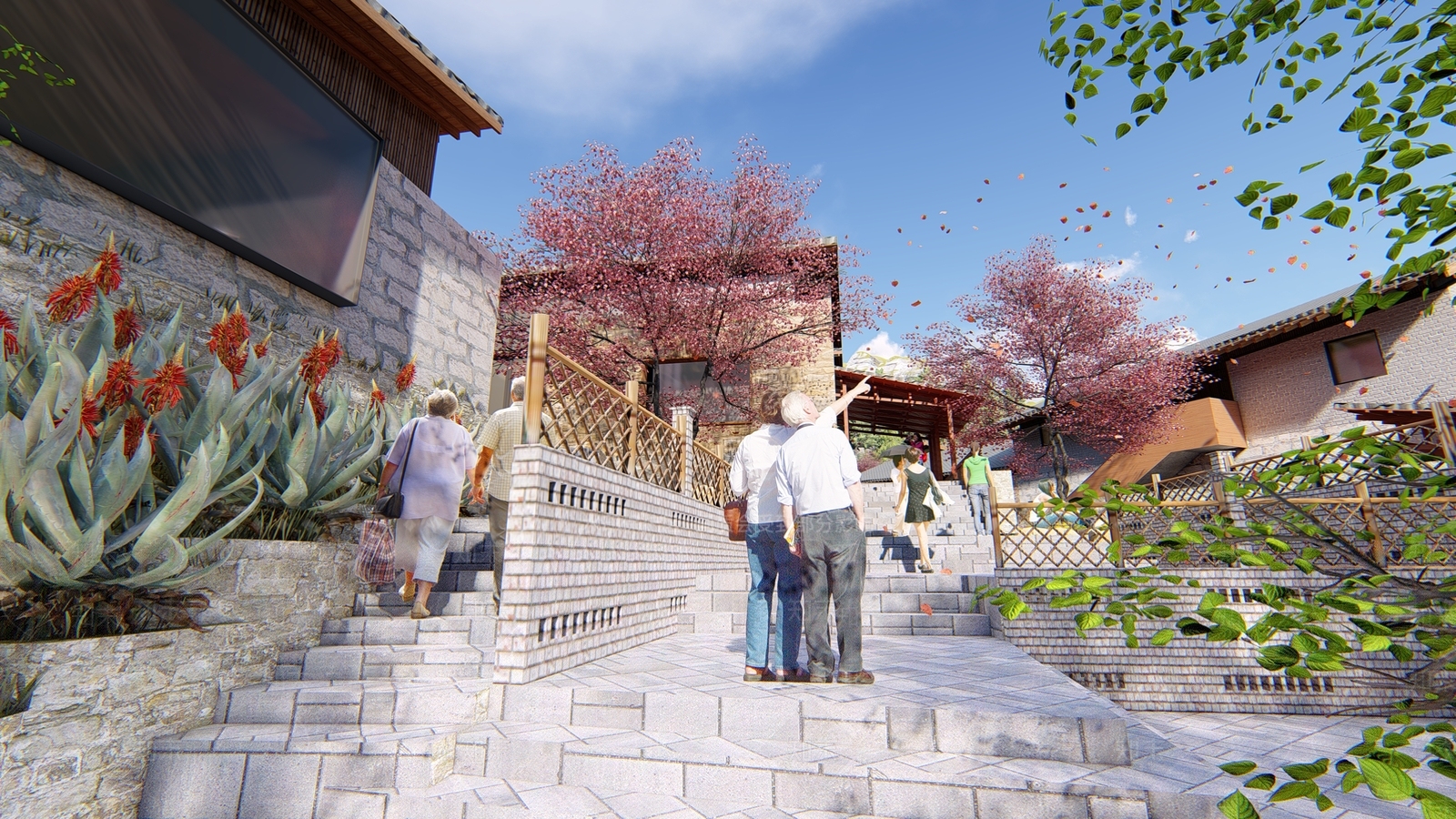 新中式美丽乡村SU模型下载【ID:1104611236】