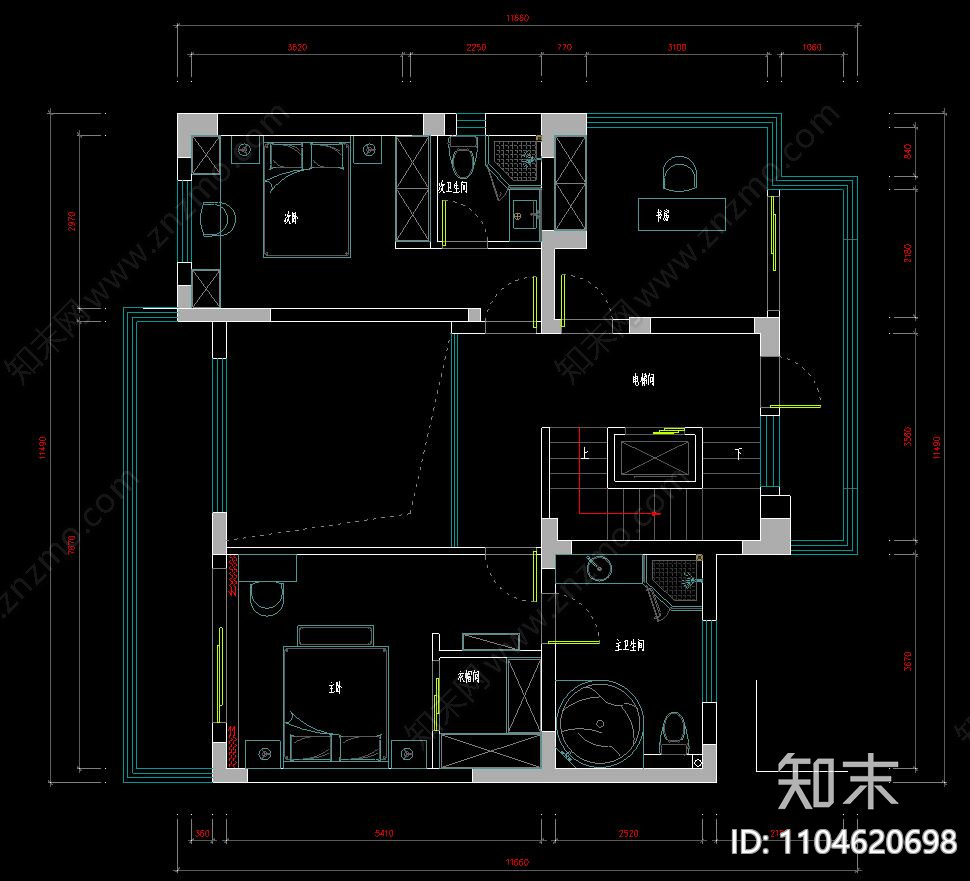 现代简约别墅空间效果图cad施工图下载【ID:1104620698】