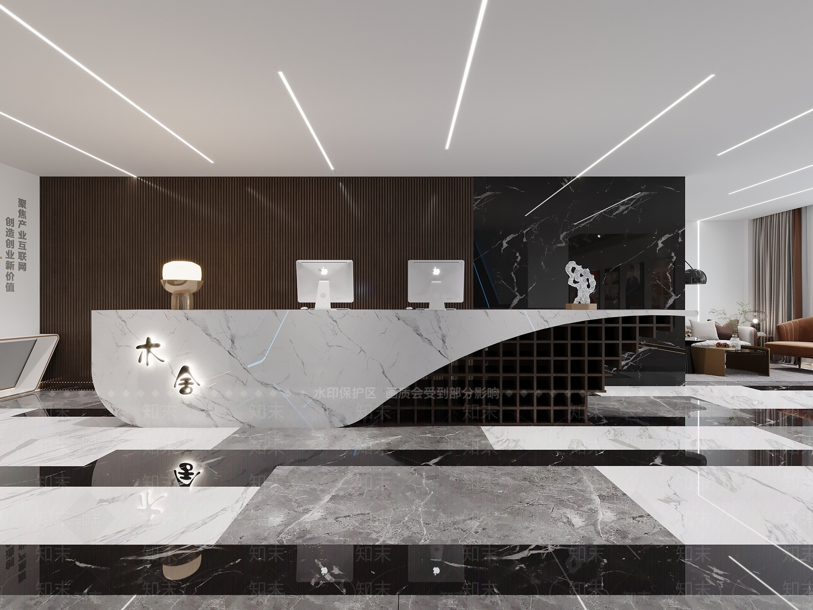 现代公司前台3D模型下载【ID:1104621389】