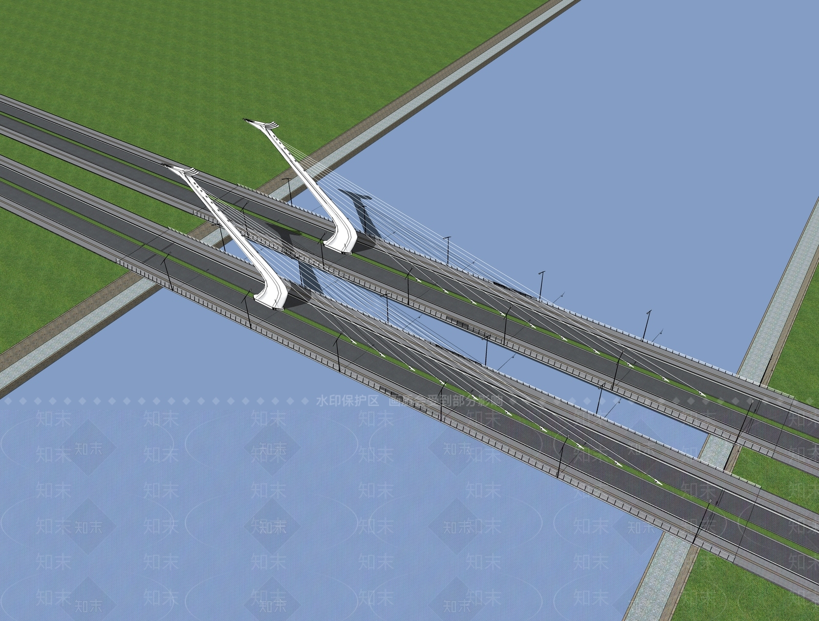 现代大桥SU模型下载【ID:1104623707】