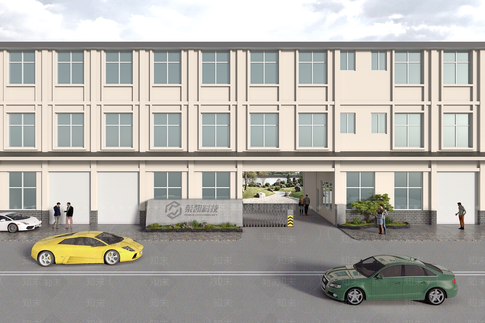 现代工业厂房门口3D模型下载【ID:1104625827】