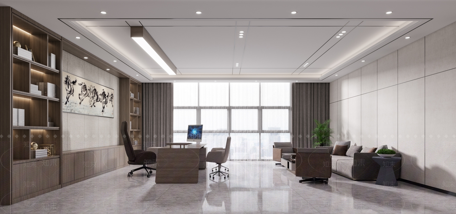 新中式经理办公室3D模型下载【ID:1104630769】_知末3d模型网