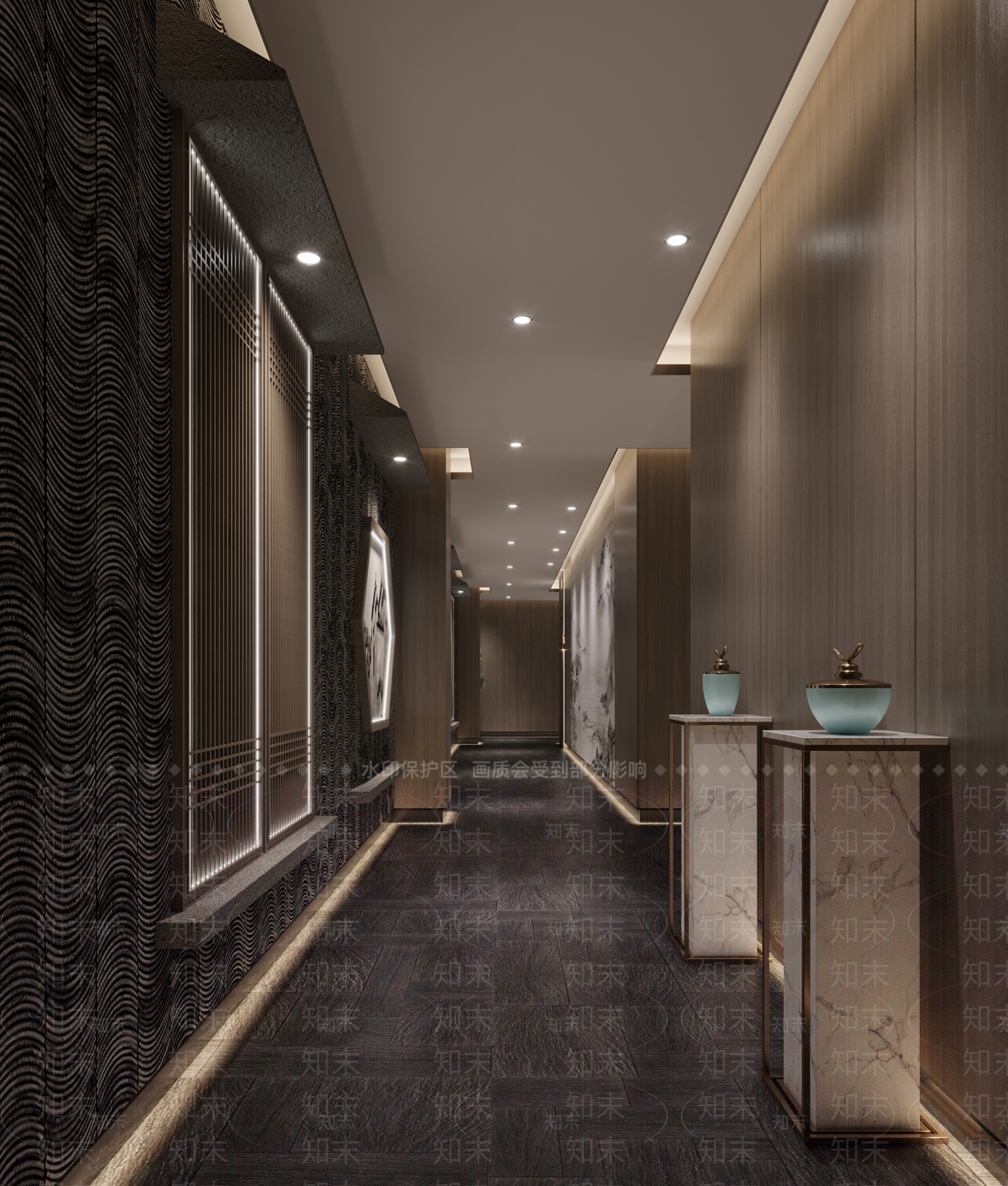 新中式洗浴中心过道3D模型下载【ID:1104633070】