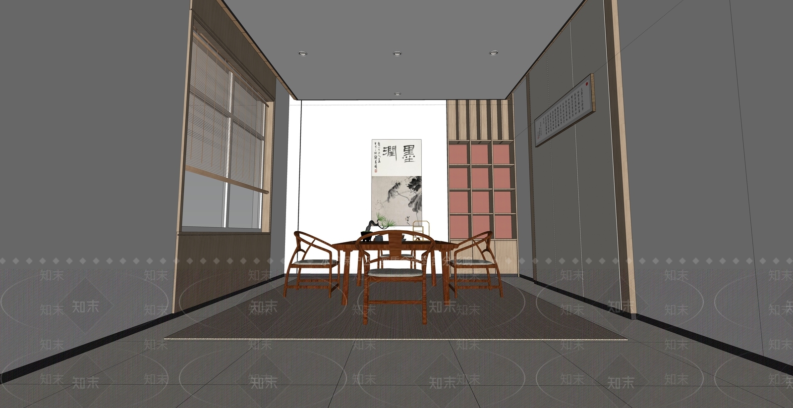新中式茶馆SU模型下载【ID:1104634790】