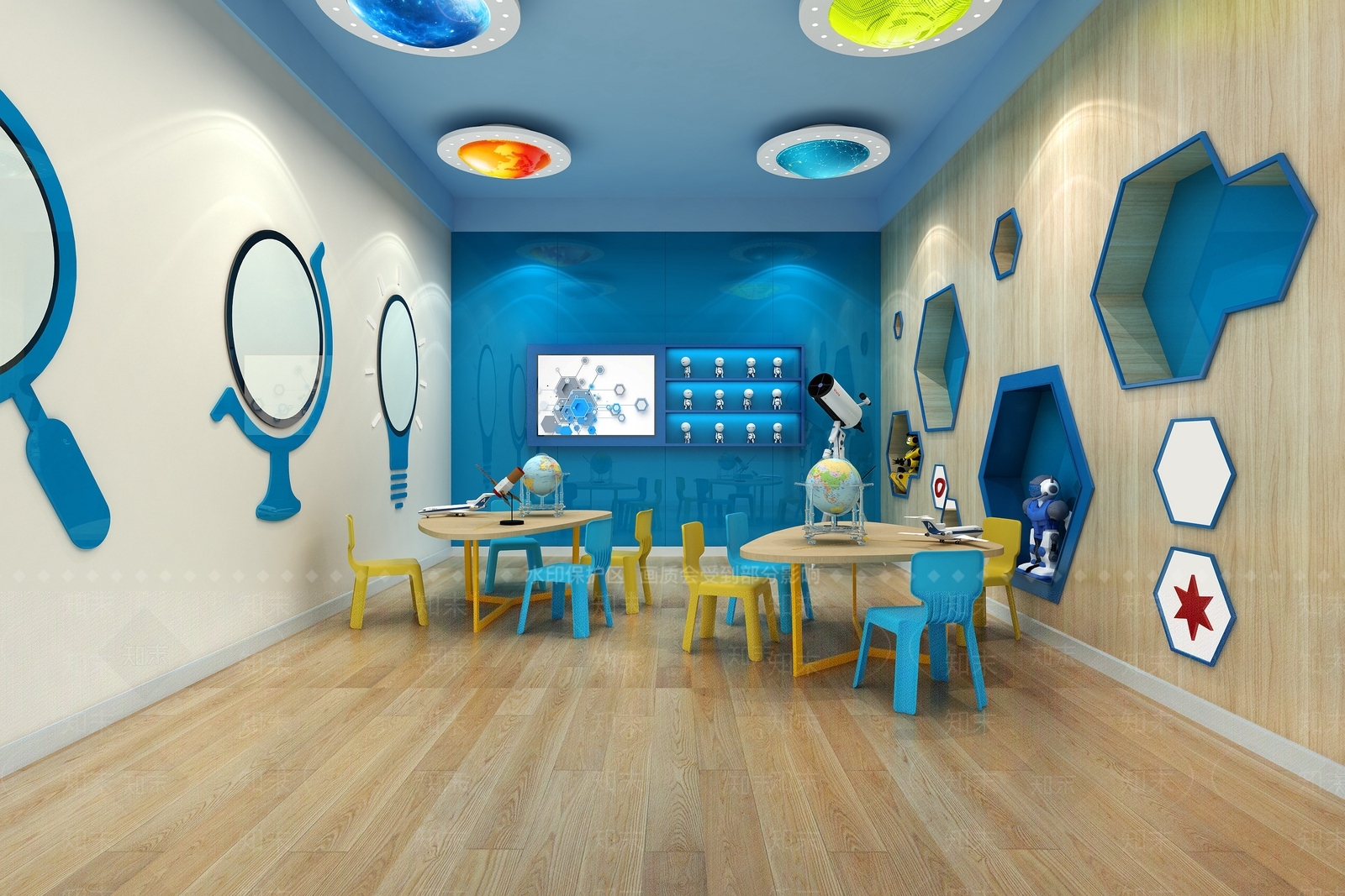 现代幼儿园科学发现室手工教室3D模型下载【ID:1104636257】