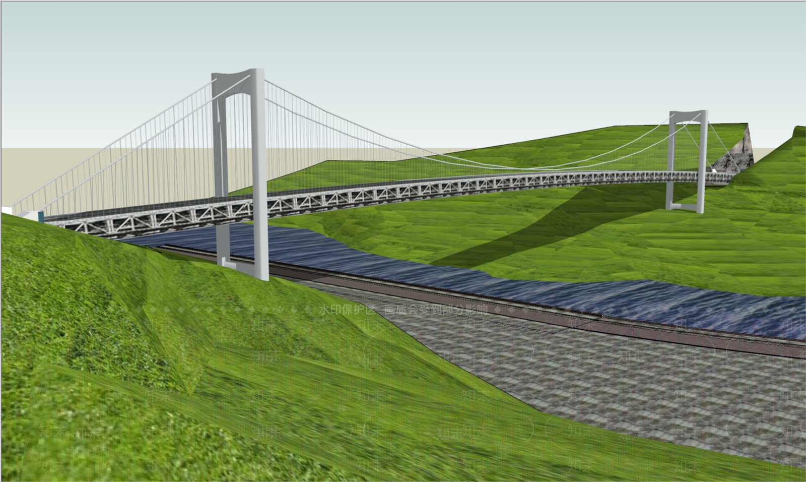 现代公路桥SU模型下载【ID:1104640160】