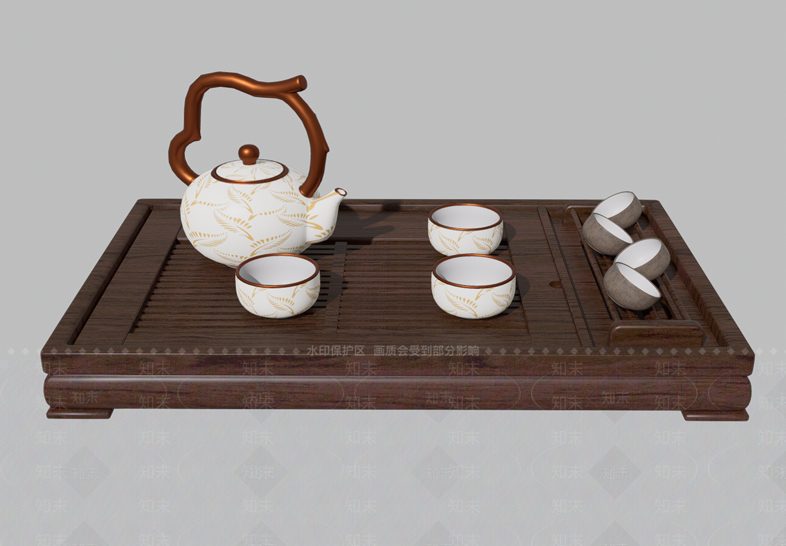 新中式茶具SU模型下载【ID:1104644430】