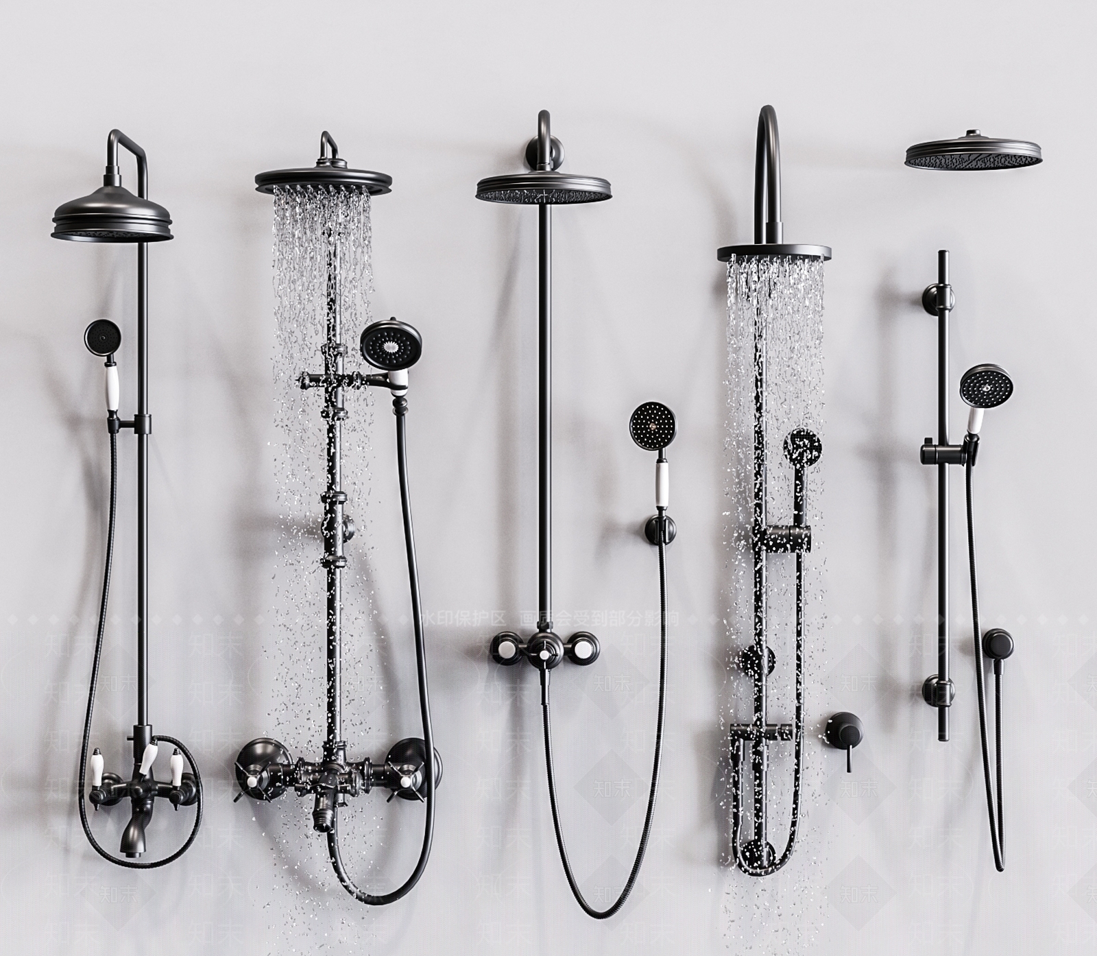 现代花洒水龙头组合3D模型下载【ID:1104704067】